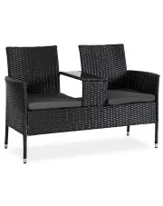 Czarna sofa ogrodowa ze stolikiem - Bellaro w sklepie aosom.live