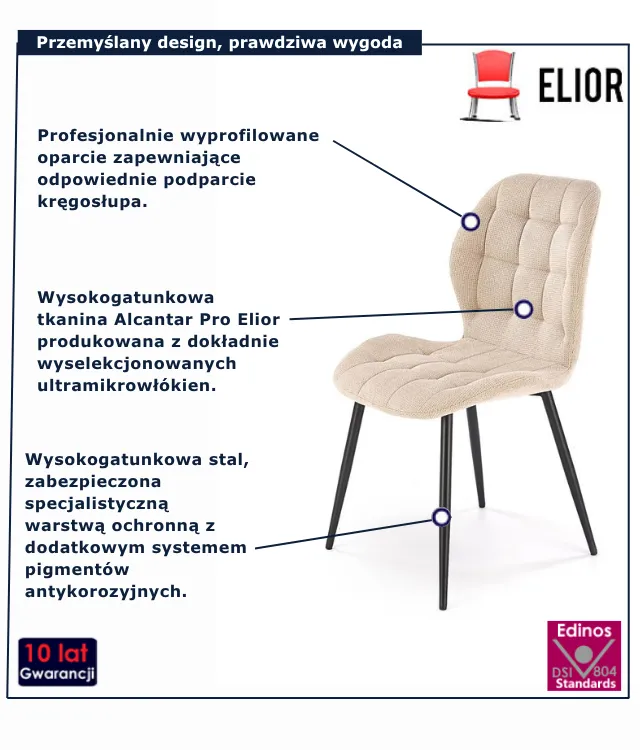Beżowe krzesło tapicerowane Luremo