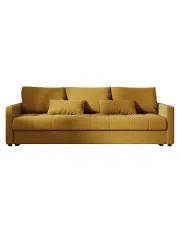 Musztardowa rozkładana sofa welurowa z pojemnikiem - Vilmira w sklepie aosom.live