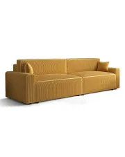 Musztardowa sztruksowa sofa z funkcją spania - Almoria w sklepie aosom.live
