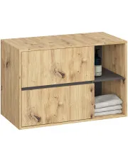 Wisząca szafka łazienkowa 90 cm dąb artisan + grafit szary - Hosti w sklepie aosom.live