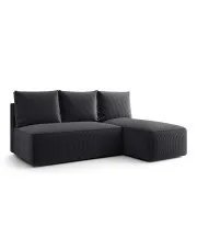 Grafitowa rozkładana sofa narożna z pojemnikiem - Merello 4X w sklepie aosom.live