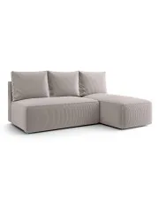 Jasnobeżowa rozkładana sofa narożna z funkcją spania - Merello 4X w sklepie aosom.live