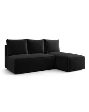 Czarna rozkładana sofa narożna z funkcją spania - Merello 4X w sklepie aosom.live