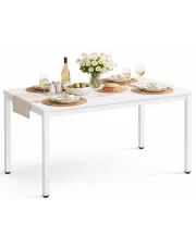 Biały stół w stylu loft 120x60 na metalowych nogach - Emike w sklepie aosom.live