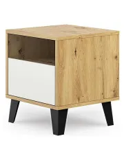 Stolik nocny do sypialni skandynawskiej dąb artisan + biały - Bilgo 7X w sklepie aosom.live
