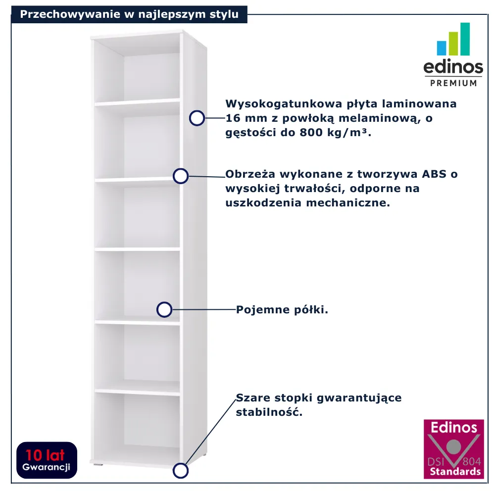 Biały regał na książki do salonu Aneris 3X