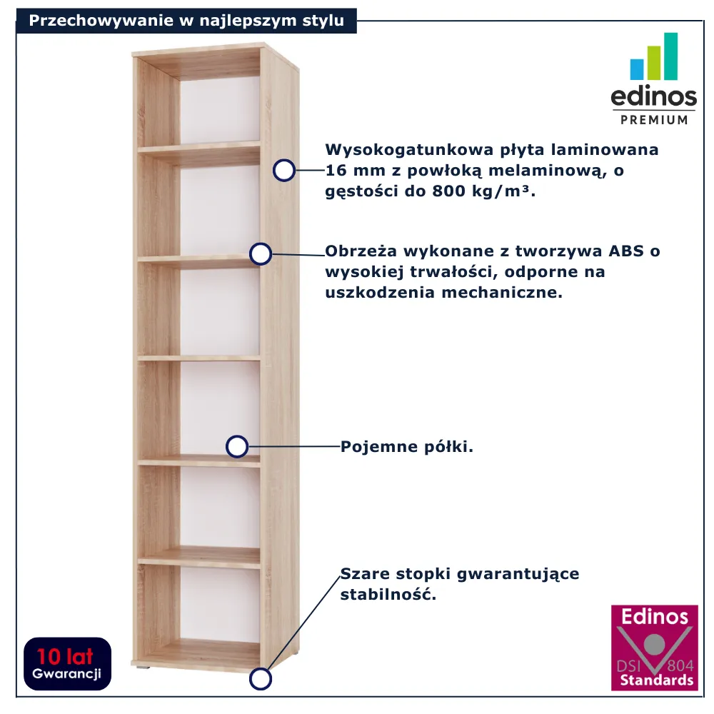Regał na książki do salonu dąb sonoma Aneris 3X