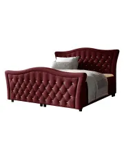 Bordowe łóżko pikowane w stylu glamour 5 rozmiarów - Belvarinne w sklepie aosom.live