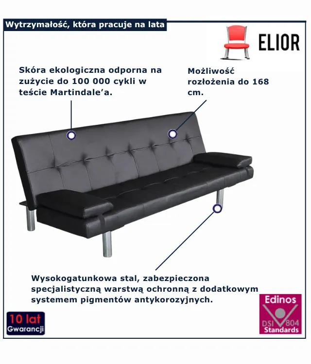 czarna sofa rozkładana do slaonu