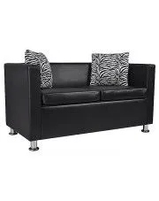 Nowoczesna skórzana sofa Swax 2B - czarna w sklepie aosom.live