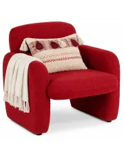 Czerwony fotel boucle w stylu nowoczesnym - Etilion 5X w sklepie aosom.live