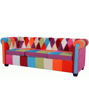 Sofa patchwork w stylu chesterfield Marcha - trzyosobowa w sklepie aosom.live