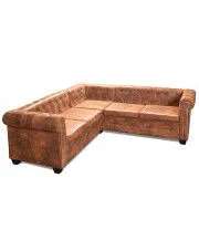 Klasyczny narożnik chesterfield Origo - rudy w sklepie aosom.live