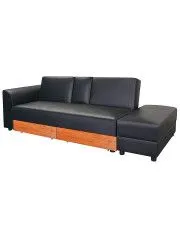 Rozkładana sofa Antlia z ekokóry - czarna w sklepie aosom.live
