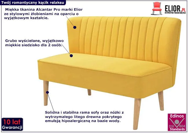 Żółta sofa Lernes do salonu