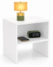 Biała nowoczesna szafka nocna z półką do sypialni - Evla w sklepie aosom.live