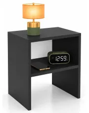 Czarna minimalistyczna szafka nocna 40 cm z półką - Evla w sklepie aosom.live