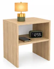 Minimalistyczny wąski stolik nocny dąb sonoma - Evla w sklepie aosom.live