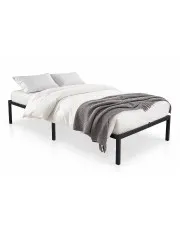 Metalowe czarne łóżko pojedyncze 100x200 cm - Lurento 3X w sklepie aosom.live