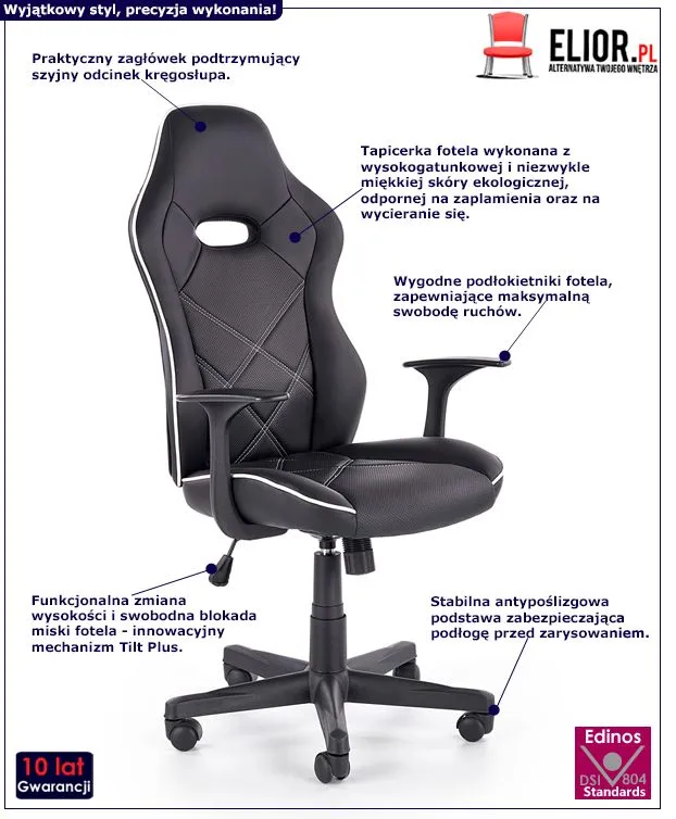 Komfortowy fotel gabinetowy Orfea - czarny