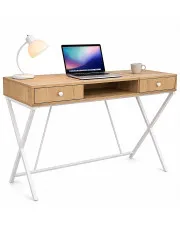 Skandynawskie biurko dąb artisan + biały 120 cm - Arvello w sklepie aosom.live