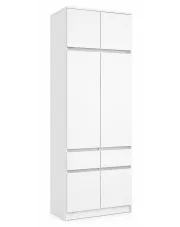 Biała minimalistyczna dwudrzwiowa szafa z nadstawką 100 cm - Aloy Plus w sklepie aosom.live