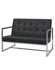Zgrabna 2-osobowa sofa Aparro z ekoskóry - czarna w sklepie aosom.live