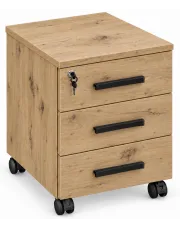 Mobilny kontenerek z szufladami na kluczyk dąb artisan - Inos 3X w sklepie aosom.live