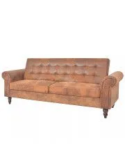 Rozkładana pikowana brązowa sofa skórzana - Algero w sklepie aosom.live