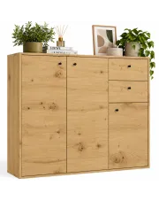 Minimalistyczna komoda z półkami i szufladami 120 cm dąb artisan - Onifa w sklepie aosom.live