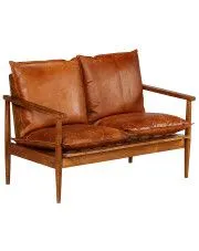 Elegancka skórzana sofa Canes - brązowa w sklepie aosom.live