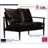 Zdjęcie elegancka sofa Canes z tapicerką z czarnej skóry | aosom.live