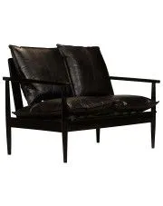 Elegancka skórzana sofa Canes - czarna w sklepie aosom.live
