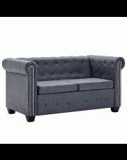 Dwuosobowa sofa Fernis w stylu Chesterfield - szara w sklepie aosom.live
