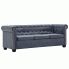 Zdjęcie produktu Trzyosobowa sofa Asemo w stylu Chesterfield - szara.