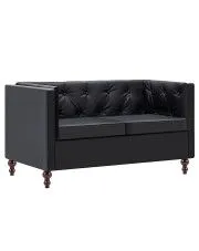 2-osobowa Sofa Vang w stylu Chesterfield - czarna w sklepie aosom.live