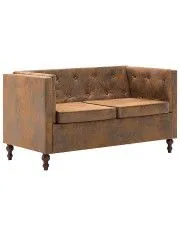 2-osobowa Sofa Vang w stylu Chesterfield - brąz w sklepie aosom.live