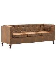 3-osobowa Sofa Majorka w stylu Chesterfield - brąz w sklepie aosom.live
