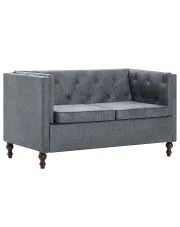 2-osobowa Sofa Vang w stylu Chesterfield - szara w sklepie aosom.live