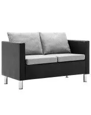 Atrakcyjna 2-osobowa sofa Glomsti 2Q - czarno-jasnoszara w sklepie aosom.live