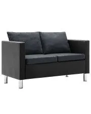 Atrakcyjna 2-osobowa sofa Glomsti 2Q - czarno-ciemnoszara w sklepie aosom.live