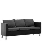 Atrakcyjna 3-osobowa sofa Glomsti 3Q - czarno-ciemnoszara w sklepie aosom.live