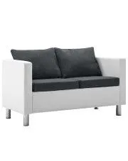 Atrakcyjna 2-osobowa sofa Glomsti 2Q - biało-ciemnoszara w sklepie aosom.live