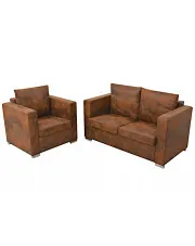 2-osobowa sofa oraz fotel - Lemis w sklepie aosom.live