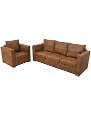 3-osobowa sofa i fotel do salonu - Lemis w sklepie aosom.live