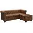 Zdjęcie produktu Narożnik w stylu Chesterfield z leżanką Xavier 4Q - brązowy.