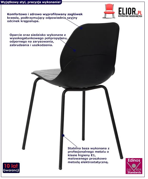 Designerskie krzesło Tina 2X - czarne