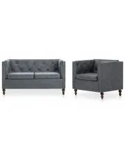 Zestaw wypoczynkowy w stylu chesterfield Ikseros 3X - Szary w sklepie aosom.live