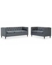 Zestaw wypoczynkowy w stylu chesterfield Ikseros 4X - Szary w sklepie aosom.live